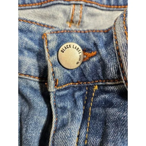 Black Label Juniors Size 1 Fringe Hem Whiskered Cropped Denim Blue Jeans - Picture 7 of 14